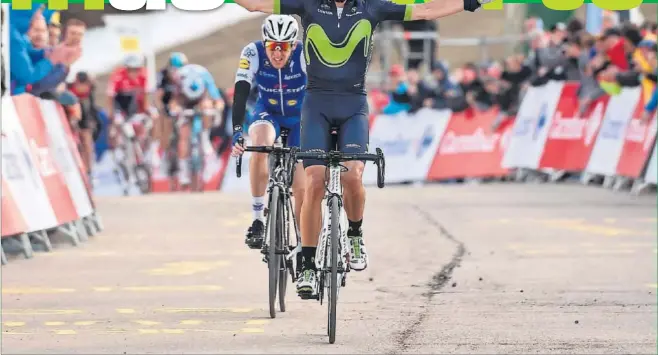  ??  ?? TRIUNFO CON RABIA. Alejandro Valverde logró en La Molina su 101ª victoria tras imponer su punta de velocidad ante Dan Martin y desquitars­e de la decepción de la crono.