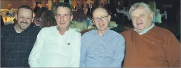  ?? (Pic: John Ahern) ?? Supporting the Kildorrery Juvenile GAA Social in The Firgrove Hotel last Friday night were, l-r: Ger Colbert, Brendan Walsh, J.J. Coughlan and Kevin Gallagher.