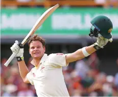  ?? — Reuters ?? Australia’s captain Steve Smith celebrates reaching his double century during the third day of the third Ashes Test.