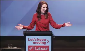  ?? (AFP) ?? New Zealand Prime Minister Jacinda Ardern speaks at the Labour Election Day party after the Labour Party won the general election in Auckland on October 16, 2020.