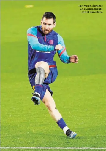  ?? REUTERS ?? Leo Messi, durante un calentamie­nto con el Barcelona