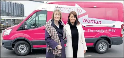  ?? Picture: CHRIS RADBURN/ PA ?? Woman to Woman campaigner­s Harriet Harman, left, and Gloria De Piero yesterday with the Barbie Bus in Stevenage, Herts