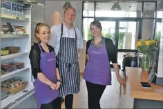  ??  ?? Shannon Feaks, left, head chef Tommy Johnston and cafe manager Claire Bruce will offer a seasonal menu featuring some of the finest local produce.