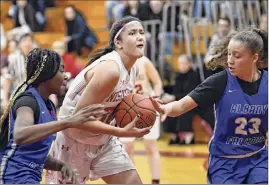  ??  ?? Niskayuna's Olivia Olsen, shown last season, scored 22 points Monday against Scotia to surpass the 1,000-point plateau in her career. She did it in her 50th career game, the fastest girl to reach the mark at Niskayuna