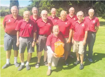  ??  ?? Coromandel Shield winning veterans team, from left, Rodger Bagshaw, Ken Purcell, Allen Smith, Maurice Joyce, Jock Stronach, Earle White, Allen Sarjant, Jim Evans, John Giffney. Front: Convener Tim Parish.