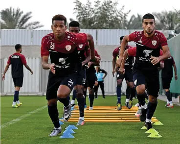  ??  ?? A file photo of Oman players training during their camp in Dubai, UAE, last month