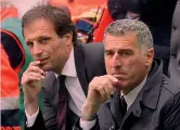  ??  ?? Allegri e Tassotti sulla panchina del Milan ANSA