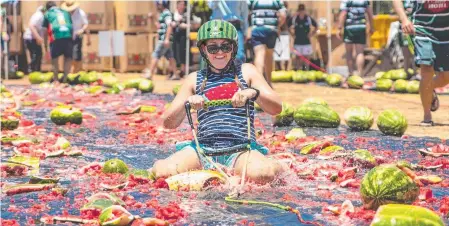  ?? ?? Melon skiing at the 2019 Chinchilla Melon Festival. Picture: Dylan Crawford