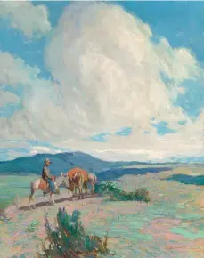  ??  ?? Oscar E. Berninghau­s (1874-1952), Open Country, oil on board, 28 x 22” Estimate: $60/80,000