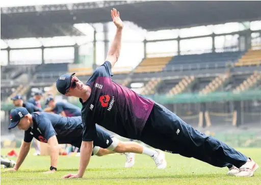  ?? Gareth Copley ?? ●●Keaton Jennings of England warms up during a nets session at Premadasa Cricket Stadium back in March