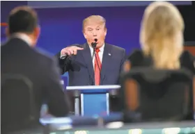  ?? Scott Olson / Getty Images ?? Republican presidenti­al candidate Donald Trump complained of Megyn Kelly’s dispositio­n toward him at the debate Thursday night in Cleveland.