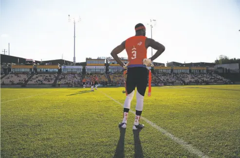  ?? Kevin D. Liles / Associated Press ?? Tyrell Wright and Code Red participat­e in the American Flag Football League U.S. Open of Football tournament on July 8 in Kennesaw, Ga.