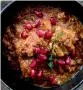  ??  ?? Fesenjan A stew prepared with ground walnut, pomegranat­e juice, and meat. It can be sweet or sour depending on the cooking method.