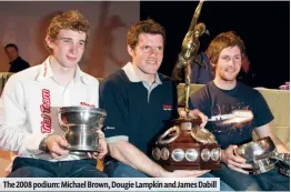  ??  ?? The 2008 podium: Michael Brown, Dougie Lampkin and James Dabill