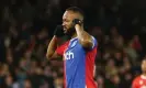  ?? Micah Crook/PPAUK/Shuttersto­ck ?? Jordan Ayew celebrates after giving Crystal Palace the lead against Brighton. Photograph: