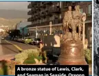  ??  ?? A bronze statue of Lewis, Clark, and Seaman in Seaside, Oregon, celebrates the expedition and the ‘end of the trail’.