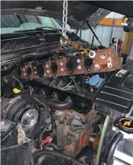  ??  ?? Though the climactic drama of puking coolant from the degas bottle never occurred, the owner did notice the upper radiator hose was pressurize­d and stiff each morning before heading into work (a telltale sign of head gasket failure). When he could finally afford to have the truck down for a week, the head was pulled on a Saturday, shipped out to Scheid Diesel on Monday and back in his hands by Friday.