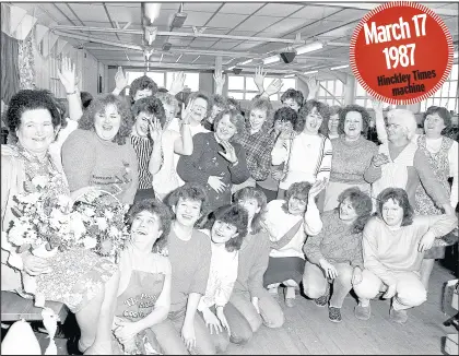  ??  ?? Joyce Jones, far left, retires from Harvey and Harvey boot and shoe company in 1987 after 35 years