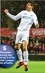  ??  ?? JUMP FOR JOY: Fernando Llorente celebrates after scoring his first yesterday