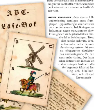  ??  ?? Sidor ur ABC och Läsebok för snälla barn, tryckt 1839. Läseböcker spreds redan före 1842 års folkskoles­tadga.