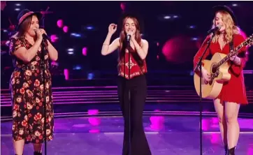  ?? Picture: ITV ?? Remember Monday – Holly-Anne Hull and Charlotte Steele and Lauren Byrne – wowed judges onThe Voice on Saturday night