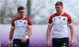  ??  ?? George Ford (left) and Owen Farrell (right) will start the semi-final. Photograph: David Rogers/Getty Images