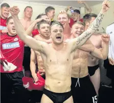  ??  ?? GLEE DID IT Brechin celebrate after edging past Alloa