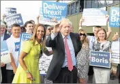  ??  ?? MPs Helen Grant and Tracey Crouch with their man Boris Johnson, left, while former Home Secretary Amber Rudd joins Jeremy Hunt supporters, right