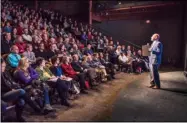  ?? JIM MCLAUGHLIN PHOTO ?? Chad Rabinovitz addressing Adirondack Theatre Festival audience.