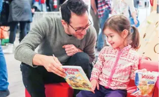  ??  ?? Alex Aronson says he likes to let three-year-old daughter Stella choose her activity at Jabberwock­y, adding that “it’s great to have a place to play, get creative, get messy, and not have to clean up.”