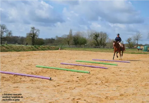  ??  ?? Entraînez-vous pour améliorer l’amplitude de vos foulées au galop.