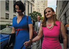  ?? Picture: AFP ?? SURVIVORS. Sarah Ransome, left, and Elizabeth Stein leave court after the sentencing of Ghislaine Maxwell.