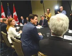  ?? The Canadian Press ?? Prime Minister Justin Trudeau meets with energy leaders on the margins of CERAWeek energy conference in Houston, Texas, on Friday.