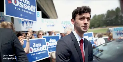  ?? PHOTO: GETTY IMAGES ?? Jon Ossoff campaigns