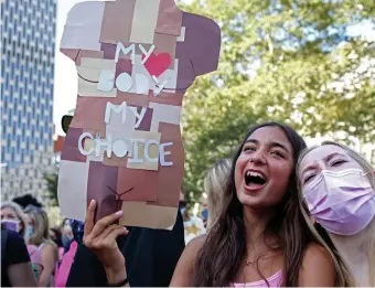  ?? Getty IMaGeS ?? SOLIDARITY: The Texas abortion ban prompted national protests, including one in Foley Square in New York on Oct. 2 organized by the Women’s March.