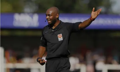  ?? Photograph: Neil Hood/TGS Photo/ Shuttersto­ck ?? Sam Allison in charge of Woking v Solihull Moors in the Vanarama National League in August 2019.