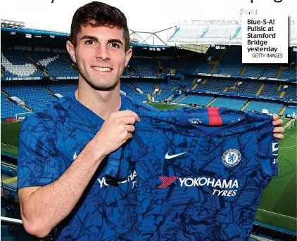  ?? GETTY IMAGES ?? Blue-S-A! Pulisic at Stamford Bridge yesterday