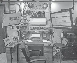  ?? ?? Pictured is the radio operating set-up of Utica Amateur Radio Club member Allan Sundberg, of Rome.