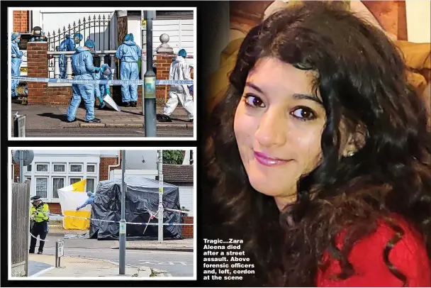  ?? Pictures: MARCIN NOWAK/LNP, SWNS, MET POLICE ?? Tragic...Zara Aleena died after a street assault. Above forensic officers and, left, cordon at the scene