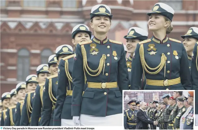  ??  ?? 0 Victory Day parade in Moscow saw Russian president Vladimir Putin meet troops