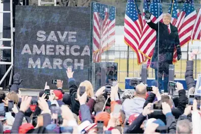  ?? JACQUELYN MARTIN/AP ?? Then-President Donald Trump arrives Jan. 6 to speak at a rally in Washington.