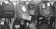  ?? TERESA CRAWFORD/ AP PHOTO ?? Bulletproo­f backpacks on display at an Evanston, Ill., Office Depot store.