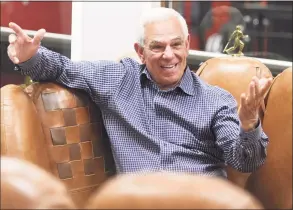  ?? Tyler Sizemore / Hearst Connecticu­t Media ?? Bobby Valentine chats at Bobby Valentine's Sports Academy in Stamford on Wednesday. The renowned baseball player and manager announced he is running for mayor of Stamford as an independen­t.