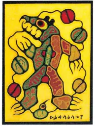  ??  ?? A painting entitled Medicine Bear by Norval Morrisseau is among those that James White, an art wholesaler in Ontario, says he consigned to Marlowe Goring that remain unaccounte­d for.