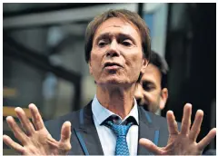  ??  ?? Sir Cliff Richard after winning his High Court privacy battle against the BBC on Wednesday