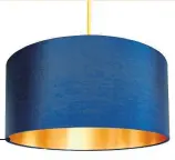  ??  ?? Midnight Blue Lampshade with Gold Lining, £40, Mint and May