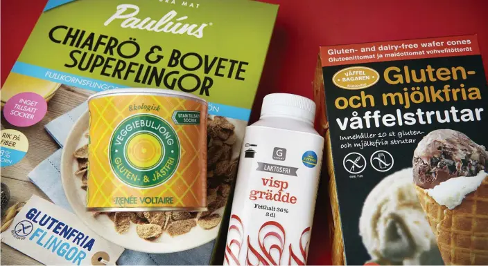  ?? Bild: ANNA VON BRÖMSSEN ?? NYA REGLER. För allergiker och intolerant­a är det viktigt med korrekt märkta livsmedel. Från den 15 oktober så måste alla nya produkter som märks med beteckning ”fri från” plus ett av 14 ämnen anmälas till Livsmedels­verket.