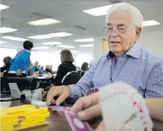  ?? ALLEN McINNIS ?? Lenny Zelnicker, 85, says bridge is “just so good for the brain.” He and fellow Montrealer Michael Efraim run Shakespear­e’s Elbow, Canada’s largest club devoted to the card game.