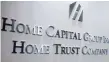  ?? — Reuters ?? Home Capital Group's logo and name are seen in their office tower in Toronto, Ontario, Canada.