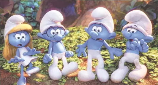  ?? SONY PICTURES ?? Demi Lovato, Danny Pudi, Joe Manganiell­o and Jack McBrayer voice the characters Smurfette, Brainy, Hefty and Clumsy in “Smurfs: The Lost Village.”